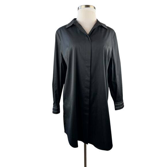 Chico's Contrast Detail Poplin Tunic Top Long Sleeve Button Blouse Size 3 16 18 - Picture 3 of 16